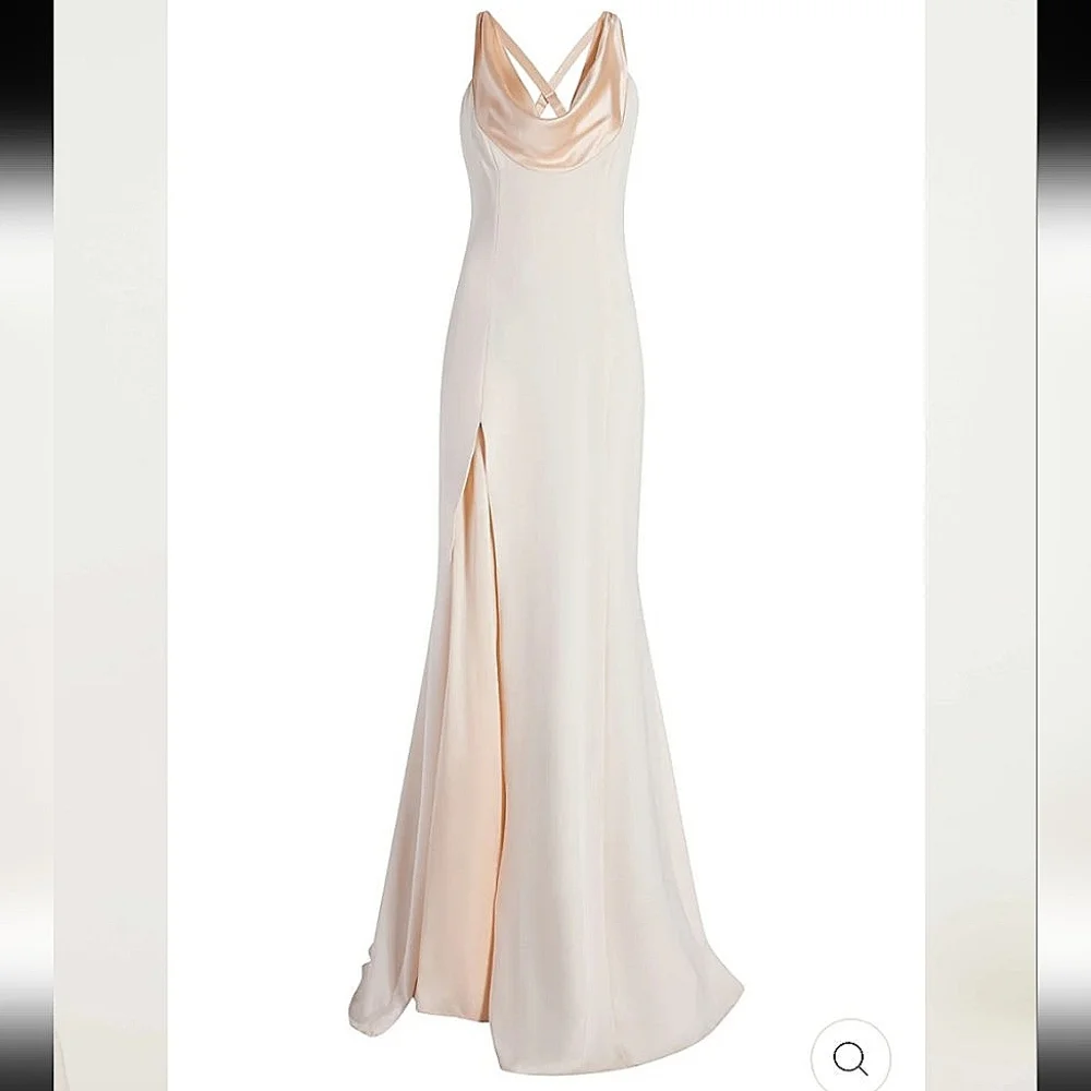 NWT$795 Cinq a Sept Jill Cowlneck Split Leg Gown Dress Maxi Formal in Pearl Sz 6 - Picture 2 of 16